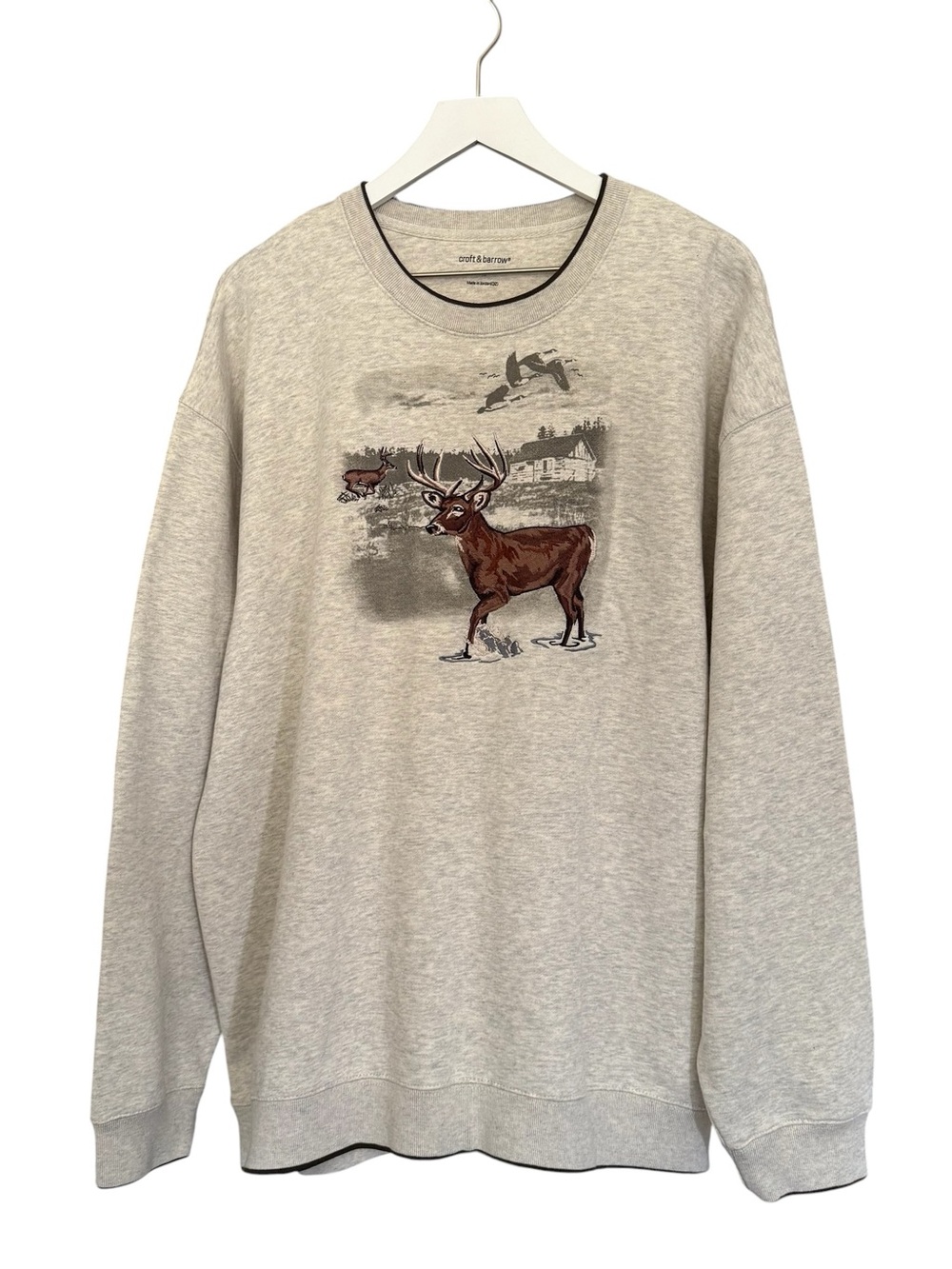 Vintage 90s Croft and Barrow Men XL Embroidered Woodland Deer Outdoor Sweatshirt